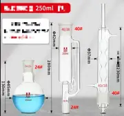 lab glassware Soxhlet extractor set kit 250ml bulb condenser 24/29 40/38