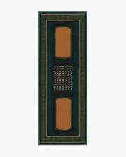 75' x 215' | Machine Washable Runner Rug | Kid & Pet Friendly | Indoor Rug | Nerissa Teal & Gold Flatwoven Rug by Architectural Digest | Ruggable