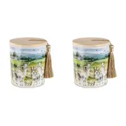 2x On The Farm Llama 300g Vanilla Scented Candle w/Wood Lid & Tassel Home Decor