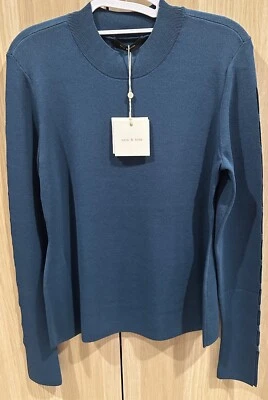 Sass Bide Slash Knit Top Petrol Blue Size XL