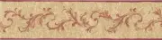Wallpaper Border Small Acanthus Leaf Red Scroll on Beige Faux Linen