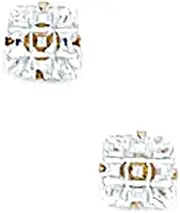 [JewelryWeb] 14k Yellow Gold 4x4mm 9 Segment Square CZ Simulated Diamond Light Prong Set Earrings Stud Earring for Women