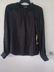 Hilary Radley Light Weight Top Blouse Small Black Bnwt