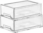 Stackable Storage Drawer , Clear Pull Out Plastic Food Fridge Organizer Bins for