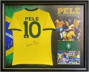 Pele Signed and Framed Brazil Jersey JSA Authentication Letter