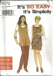 SIMPLICITY 8572 MISSES' SIZE 6-16 VEST, PANTS, SHORTS SEWING PATTERN VINTAGE