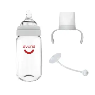 【evorie】Tritan防脹氣寬口240mL嬰兒奶瓶|彩蓋|把手|吸管|優於ppsu|台灣現貨貝親小獅王奶嘴可