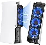 Cooling Fan for PS5 Accessories,AnnuoYi PS5 Cooling Fan with LED, Upgraded Quiet Cooler Fan with USB3.0 Hubs，for Playstation 5 Digital Version and Optical Drive Version Consoles