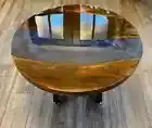 Walnut Epoxy Round Table – Unique Living Room Furniture, Handmade Resin Art