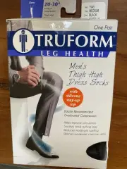 Truform Men's Thigh High Dress Socks Firm 20-30 mmHg Compression 1945 Sz. M NEW