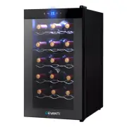 Devanti Fridge Wine Cooler 18 Bottles Door Glass No Frost Thermoelectric Blk New
