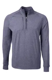 Cutter & Buck Adapt Heather Quarter Zip Pullover in Navy Blue Heather at Nordstrom, Size Lt