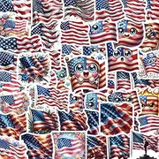 Patriotic American Flag Stickers 55Pcs - USA Flag 2 inch Patriotic Stickers Memorial Day 4th of July Red White Blue Vinyl Self-Adhesive - Easy Stick Removeable for Bumper Window Tumblers Water Bottles