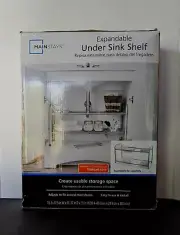 Mainstays Expandable Under Sink Shelf Silver Tone Bathroom Kitchen Organizer