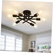 Semi Flush Mount Modern Ceiling Light Fixture， 6 Lights Black Vintage 6 light