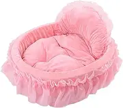Cute Princess Pet Bed BOW-TIE Lace Cat Dog Bed (L, Pink)