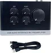 USB Audio Interface Podcast Mixer, USB Interface for Streaming and Podcasting Sound Card, Aluminum Alloy Mixer for Beginners, Guitar, Podcast,Streaming, Black