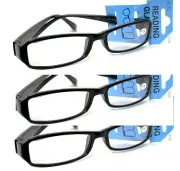 3 Pack Reading Glasses Square Clear Lens Readers for Men