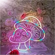 Hanging Art Neon Signs Rainbow Mushroom Neon Sign 3D Art USB Dimmable Switch Neon Sign Suitable for Bedroom Living Room Shop Bar Sign Party Decoration