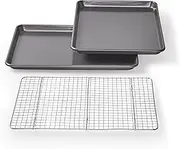 Chicago Metallic 16833 Professional Non-Stick Cookie/Jelly-Roll Pan Set with Cooling Rack, 17-Inch-by-12.25-Inch, 2-Count,Gray