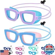 Vvinca Kids Swim Goggles, 2 Packs Toddlers Swimming Goggles Bungee Strap No H