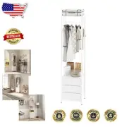 Stylish White Coat Rack with 3-Tier Organizer and Easy Assembly – Durable Design