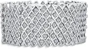 [Bling Jewelry] Brides Wedding Fashion Wide Pink Rose Gold Plated White Crystal Encrusted Statement Stretch Bracelet for Women Teens Prom Adjustable