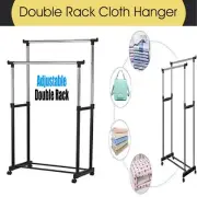 Adjustable Double Clothes Rack Hanging Garment Display Stand Shoe Storage Shelf