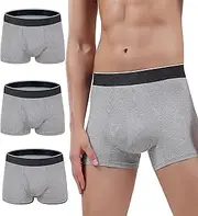 [AIRCUTE] Men Absorbent Urine Incontinence Underwear, Fly Front Opening Leak Proof Boxer Briefs for Leakage Dribbles 3 Pack