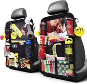 Viynran Car Organisers,Car Back Seat Organiser for kids,Car Seatback Protector with 10inch Tablet Holder,Backseat Kick Mats Cover with 6 Storage Pockets,Car Accessories for Family Road Trip(2pack)