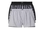 Calvin Klein Cotton Classics 3-Pack Woven Boxers NB4006 Black/Black Plaid/Black Stripe