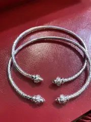 west indian sterling silver bangle .925, 32.2 grams.new. Two Pc 7.5 Inch