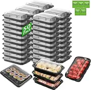 50PCS Meal Prep Containers, 32 oz Food Storage Containers with Lids, Bento Box Reusable Plastic Lunch Box Container, BPA Free Take-Out Box Microwave Freezer Dishwasher Safe