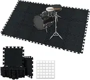 TroyStudio Thick Sound Absorbing Interlocking Floor Mats, 15 Pcs 11x 11 x 0.5 inches High Density Piano Carpet Drum Rug, Non-Slip Anti Vibration Soundproof Pads Acoustic Blankets for Music Studio