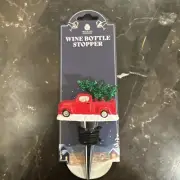 NEW Awesome Wild Eye Designs Old School Red Truck Christmas Wine Bottle Stopper