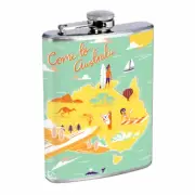 Australia Vintage Em2 8oz Stainless Steel Flask Drinking Whiskey Liquor