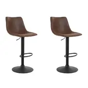 Artiss 2x Bar Stools Vintage Leather Swivel Gas Li