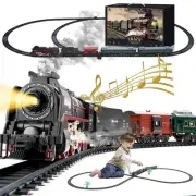 Train Set with More Tracks & Carriages, Luxury Train Toys with Smoke, Light a...