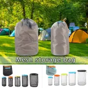 Mesh Storage Bag Drawstring Bag Outdoor Stuff Sack Traveling Hiking Tool New
