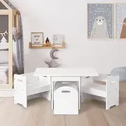 3PCS Kids Table and Chairs Set Storage Toys Play Activity Desk Furniture for Kids