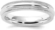 [JewelryWeb] 925 Sterling Silver Solid Polished Milgrain Half Round Engravable 4mm Millgrain Comfort Fit Band Ring Jewelry Gifts for Women - Ring Size Options Range: H to Z