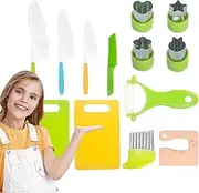 Toddler Kitchen Accessories - Real-Toddler Safe Knives Set | Kitchen Tools | Real Cooking with Toddler Safe Knives | Crinkle Cutter Kids Cutting Board | Kids Cooking Sets