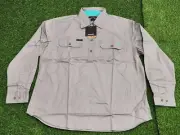 Ringers Western Pentecost River Womens Half Button Work Shirt Grey/Mint Size 14