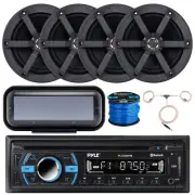 Pyle PLCD43BTM 1-DIN CD Receiver, 4x 6.5" 100W Speakers, Cover, Wire + Antenna