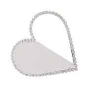 Nevenka Womens Evening HandBag Heart Shape Rhinestone Clutch Purse-White