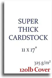 Super Thick 120lb Cover 11" x 17" Cardstock for Inkjet or Laser Printers - 50 Sheets - Heavy Printer Paper - Matte Finish White - Great for Cards, Menu's, Posters, Covers