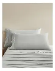 [Serene] 400TC Bamboo Cotton King Pillowcases Twin Packs in Dove Grey