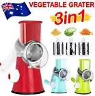 3 in1 Rotary Vegetable Slicer Cheese Grater Manual Food Drum Chopper Shredder AU