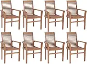 Stacking Dining Chairs 8 pcs Solid Teak Wood Kitchen Chair