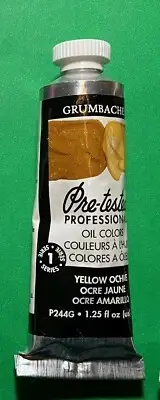 Grumbacher Pre-tested Yellow Ochre 37 mL- oil paint color-Made in USA